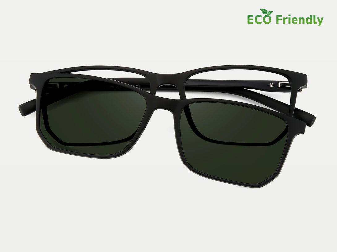 clip in glasses for goggles ZanyLen Eco-friendly TR Rectangle Magnetic Clip-on Glasses Sunglasses Brown