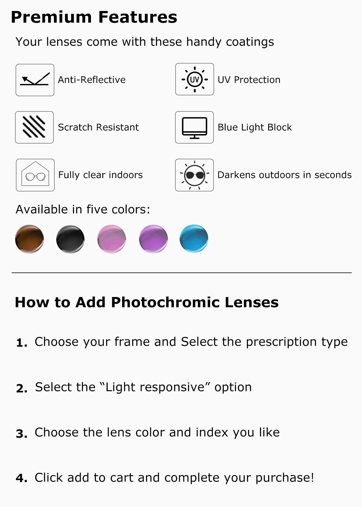 Men | Women Light-Responsive Photochromic Eyeglasses or Sunglasses ...