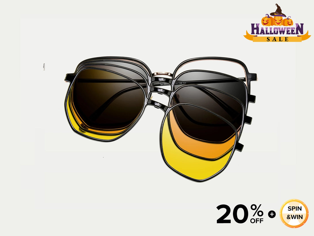 Angela | TR90 Gemometric Magnetic Clip-on Eyeglasses Sunglasses | ZanyLen