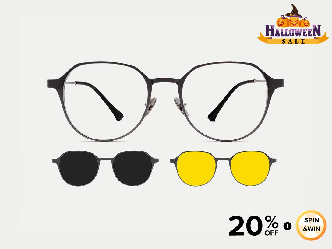 Calvin | Oval Titanium Magnetic Clip-on Eyeglasses Sunglasses | ZanyLen