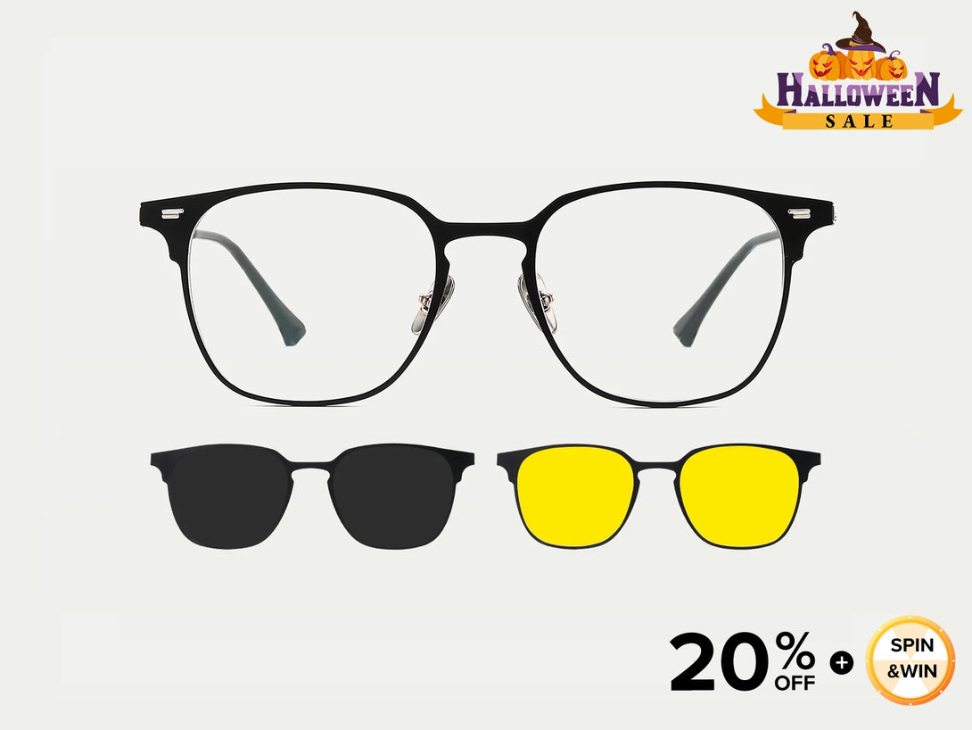 Ellison | Titanium Magnetic Clip-on Eyeglasses Sunglasses | ZanyLen