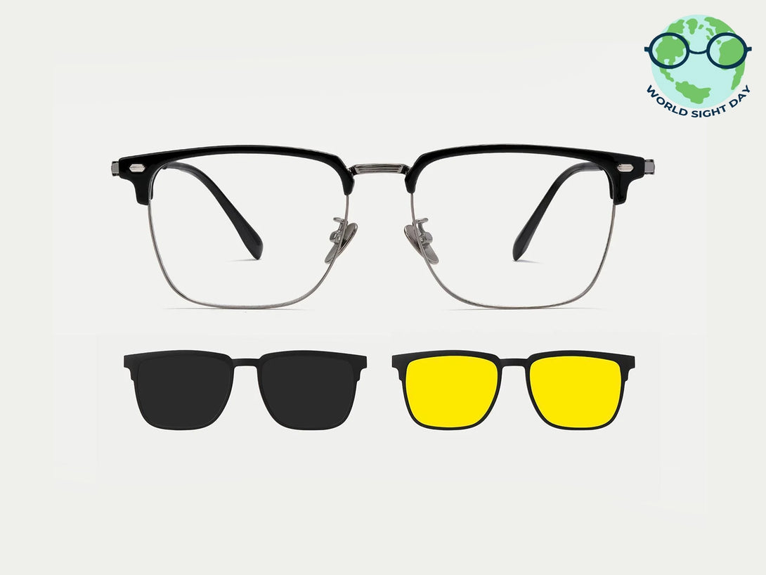 George | Browline Flip-up Magnetic Clip-on Eyeglasses Sunglasses | ZanyLen Best Sellers