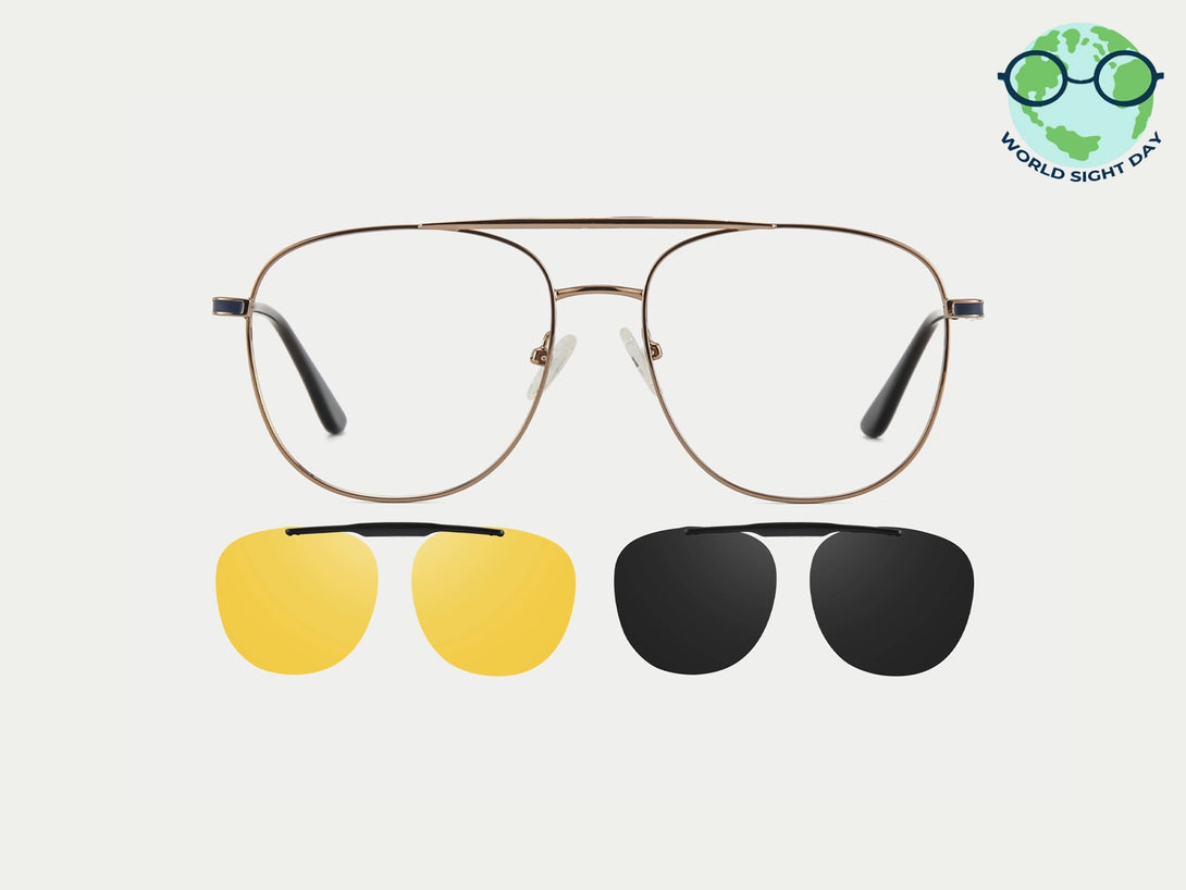 Logan | Aviator Flip-up Magnetic Clip-on Eyeglasses Sunglasses | ZanyLen New