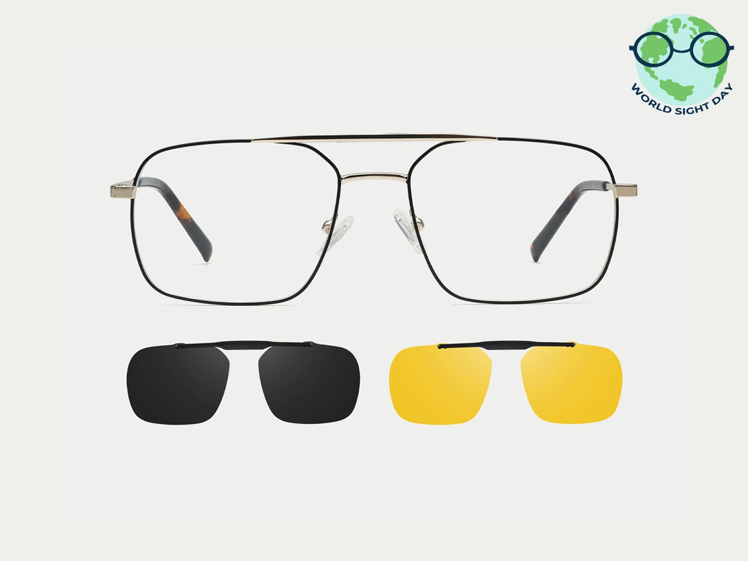Ronald | Aviator Flip-up Magnetic Clip-on Eyeglasses Sunglasses | ZanyLen New