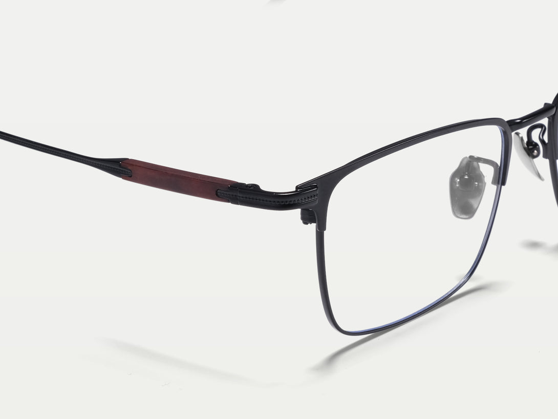 Andrew | Handmade Wooden Titanium Rectangle Eyeglasses | ZanyLen New