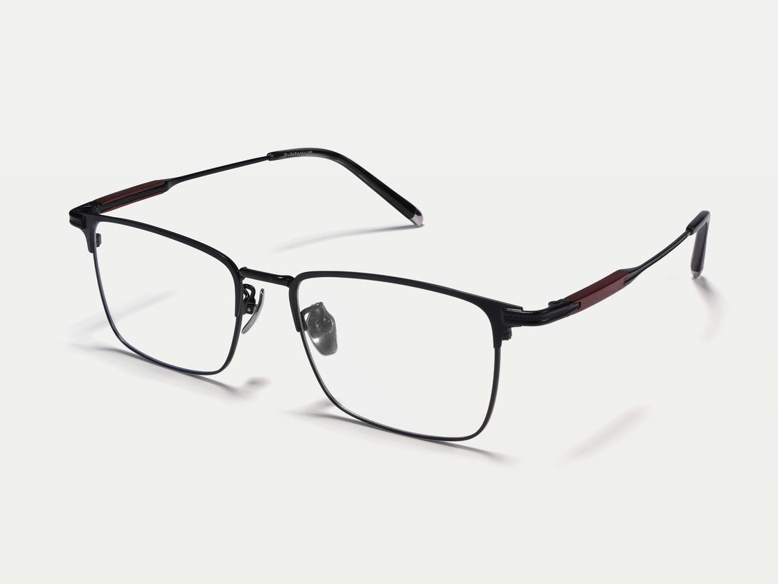 Andrew | Handmade Wooden Titanium Rectangle Eyeglasses | ZanyLen New