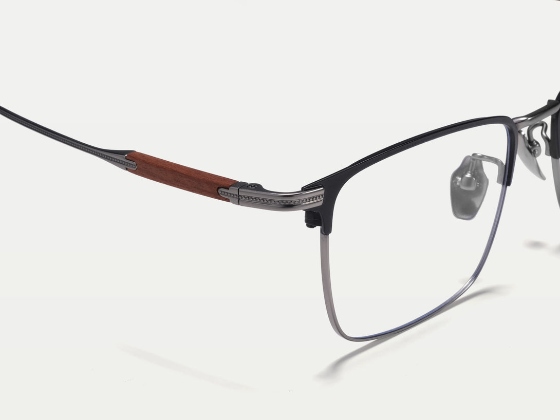 Andrew | Handmade Wooden Titanium Rectangle Eyeglasses | ZanyLen New