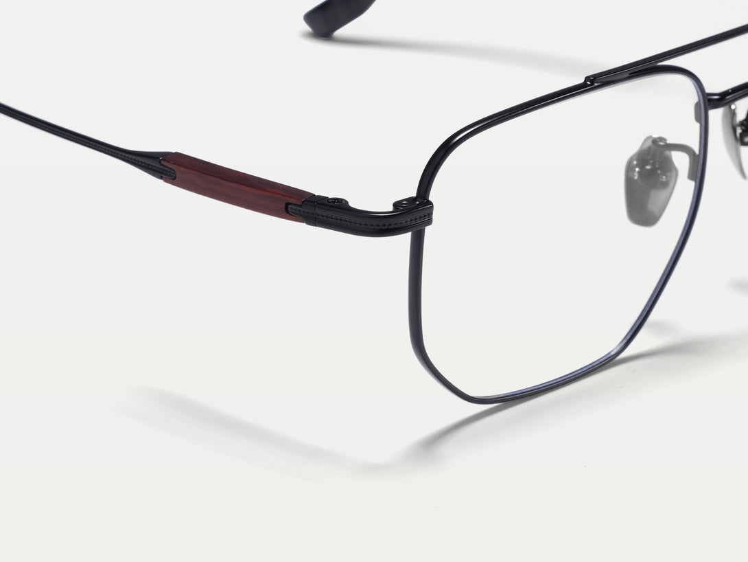 Brandon | Handmade Wooden Titanium Aviator Eyeglasses | ZanyLen New