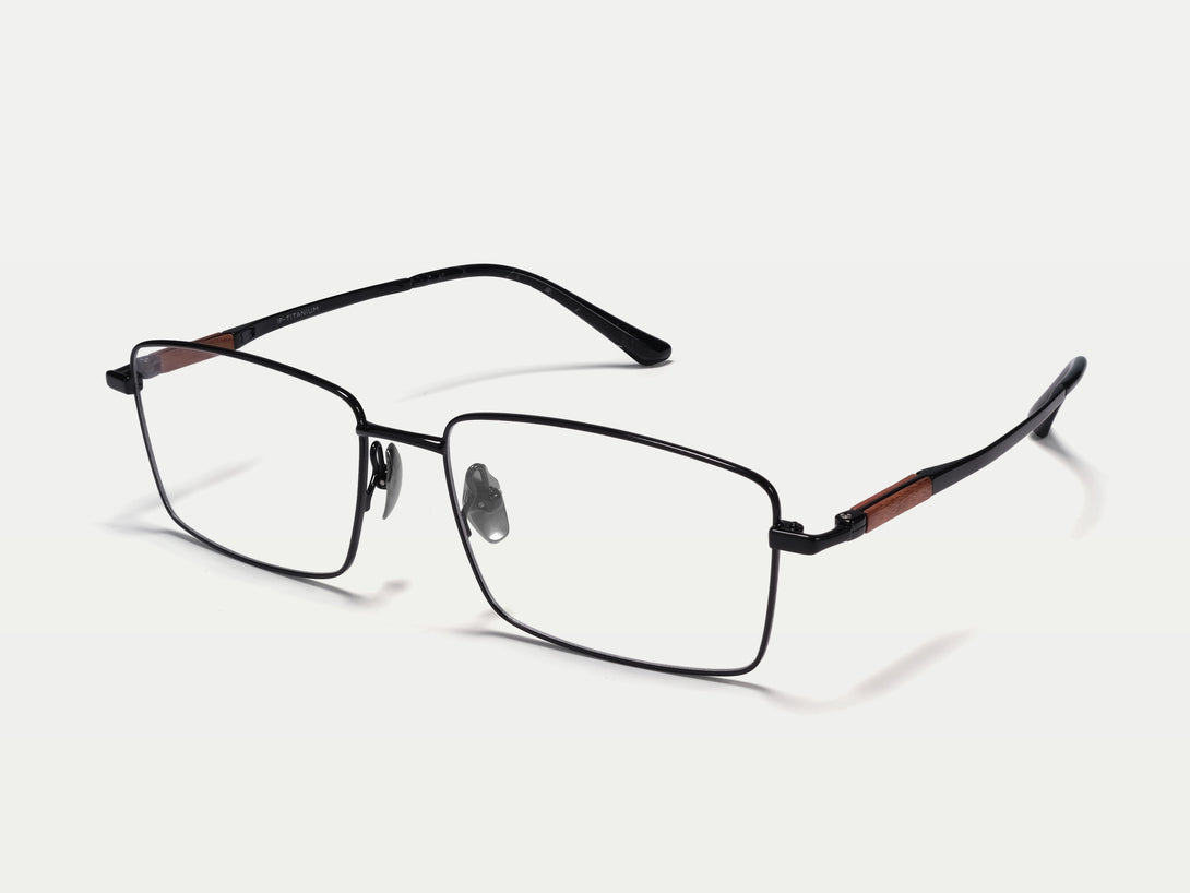 Frederic | Handmade Wooden Titanium Rectangle Eyeglasses | ZanyLen New