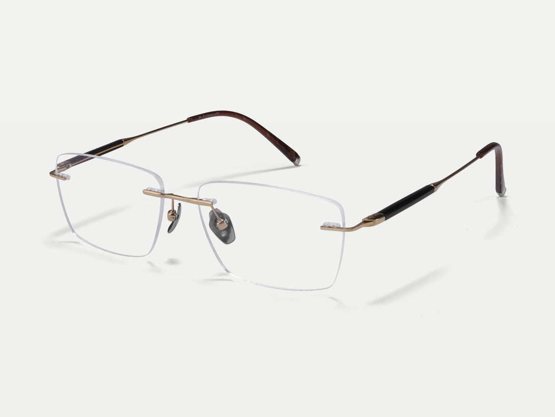 Hugo | Handmade Wooden Titanium Rimless Eyeglasses | ZanyLen New