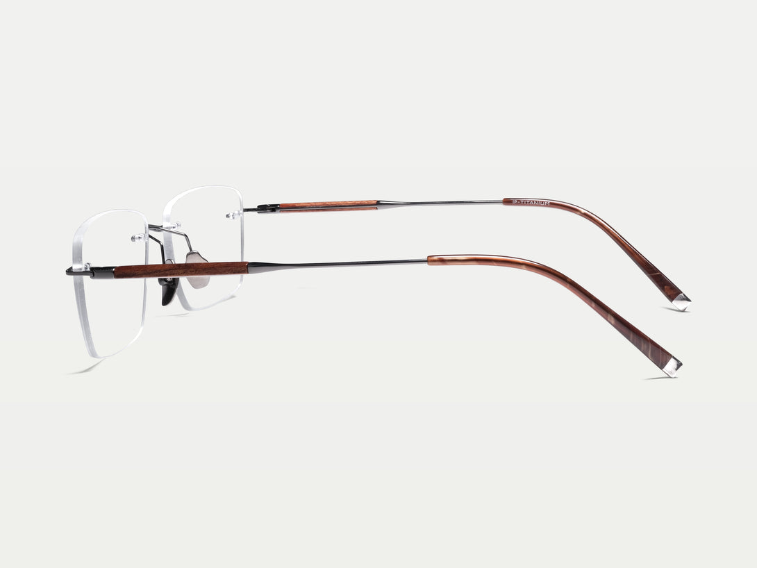 Hugo | Handmade Wooden Titanium Rimless Eyeglasses | ZanyLen New