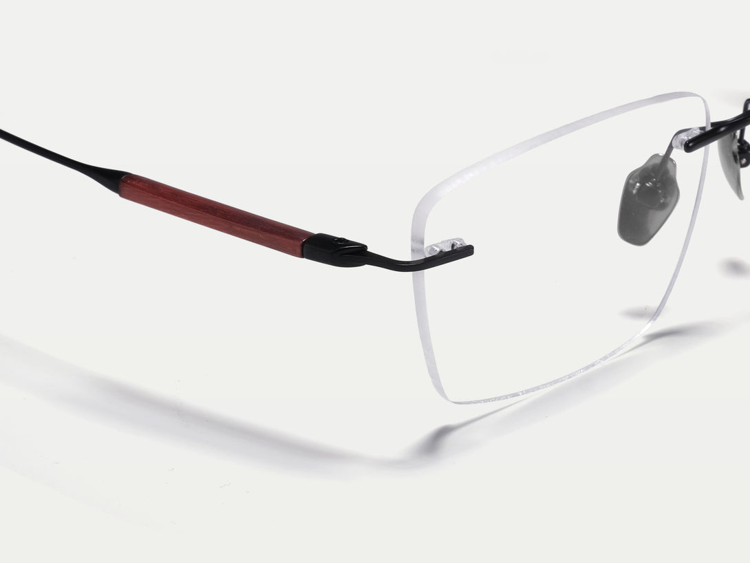 Hugo | Handmade Wooden Titanium Rimless Eyeglasses | ZanyLen New
