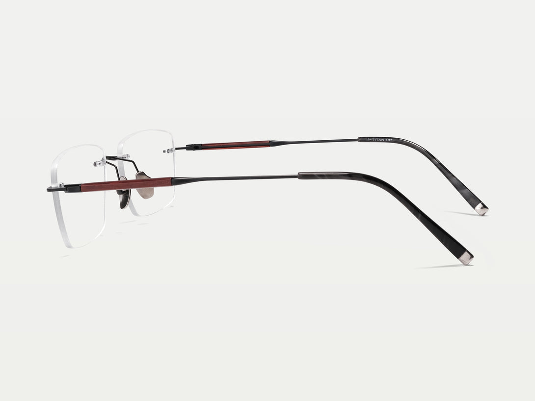 Hugo | Handmade Wooden Titanium Rimless Eyeglasses | ZanyLen New
