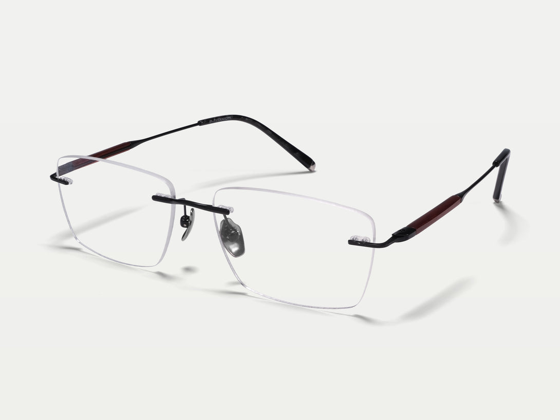 Hugo | Handmade Wooden Titanium Rimless Eyeglasses | ZanyLen New