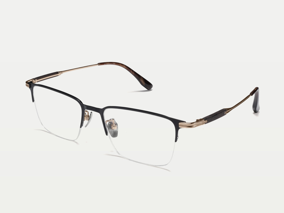 Jeffrey | Handmade Wooden Titanium Semi-rimless Eyeglasses | ZanyLen New