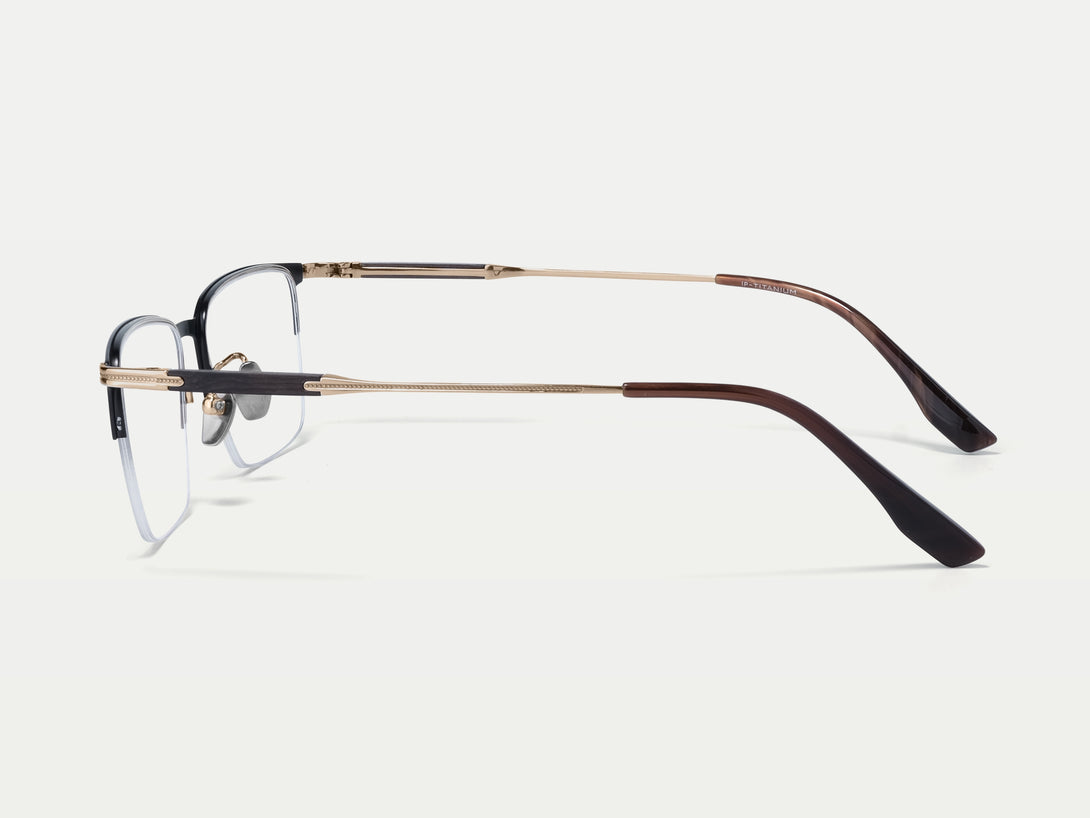 Jeffrey | Handmade Wooden Titanium Semi-rimless Eyeglasses | ZanyLen New