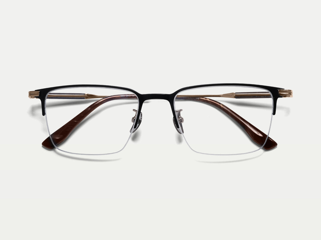 Jeffrey | Handmade Wooden Titanium Semi-rimless Eyeglasses | ZanyLen New