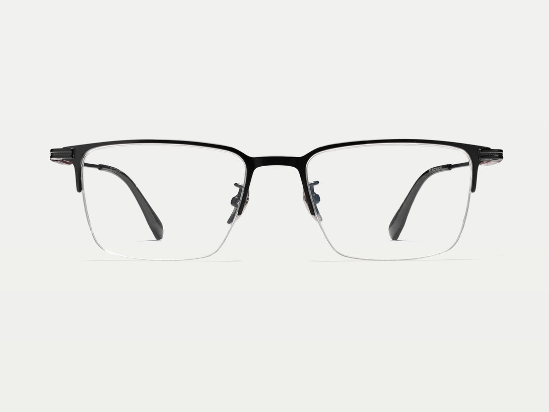 Jeffrey | Handmade Wooden Titanium Semi-rimless Eyeglasses | ZanyLen New