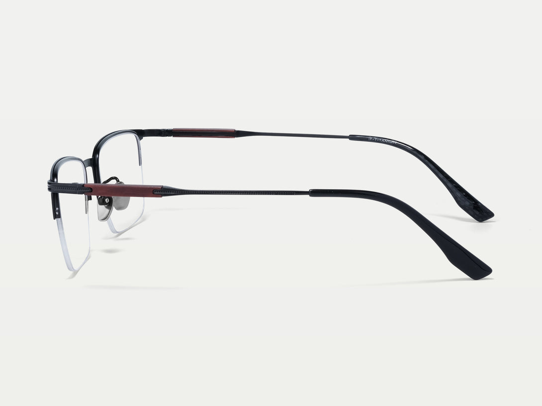 Jeffrey | Handmade Wooden Titanium Semi-rimless Eyeglasses | ZanyLen New