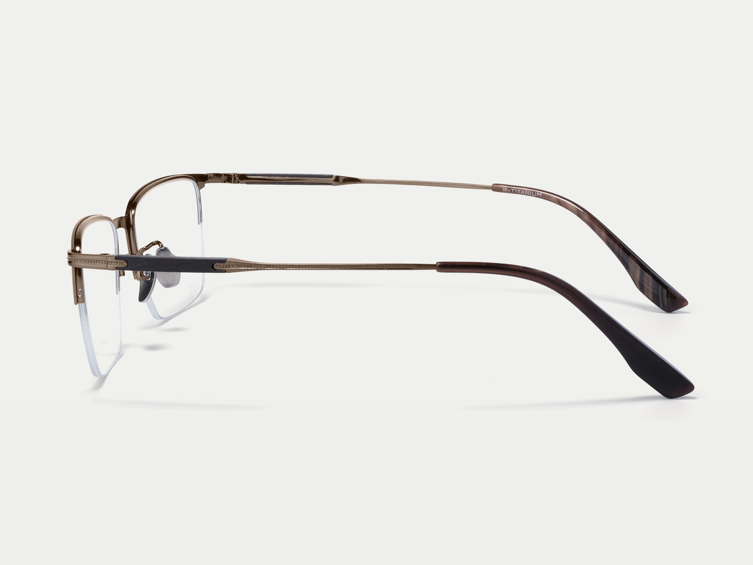 Jeffrey | Handmade Wooden Titanium Semi-rimless Eyeglasses | ZanyLen New