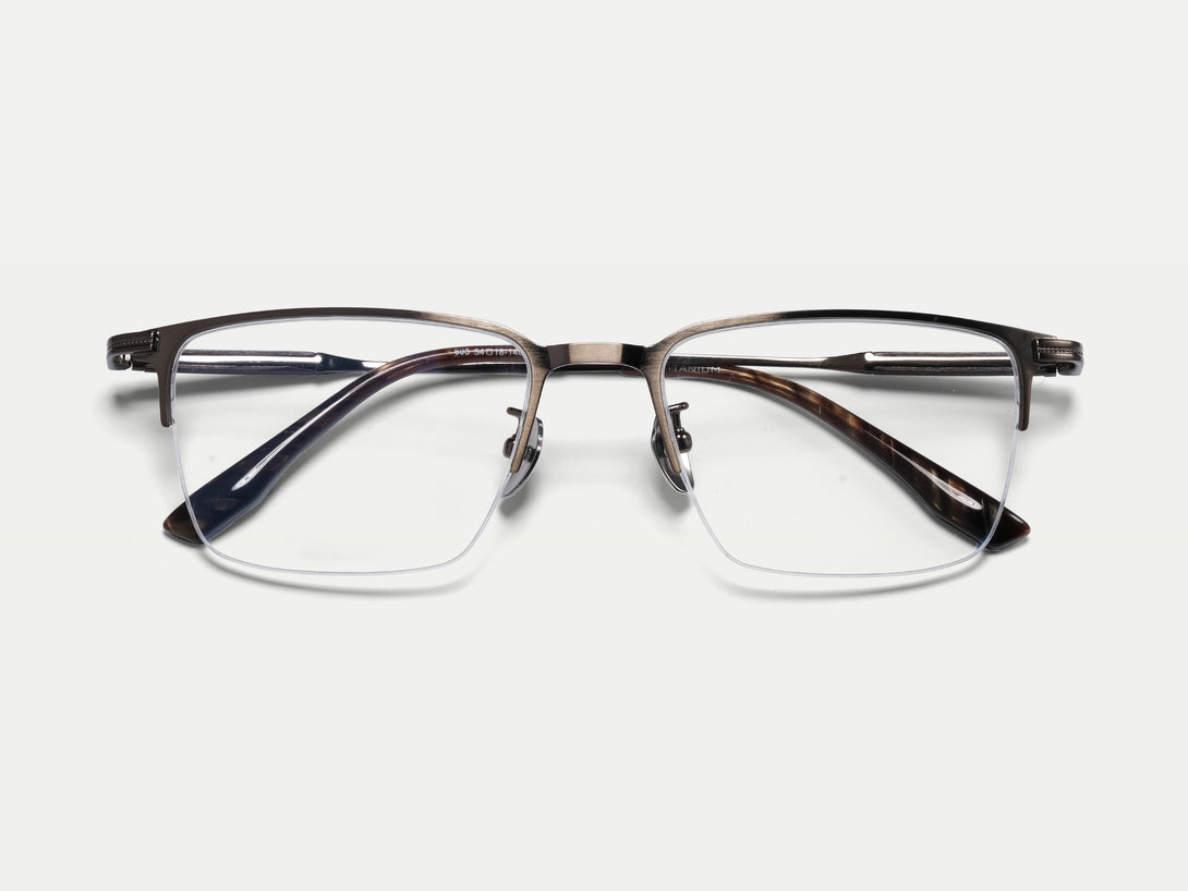 Jeffrey | Handmade Wooden Titanium Semi-rimless Eyeglasses | ZanyLen New
