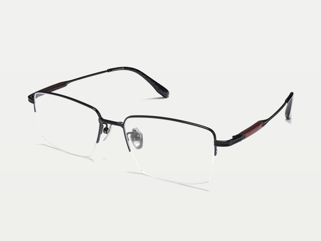 Kevin | Handmade Wooden Titanium Semi-rimless Eyeglasses | ZanyLen New