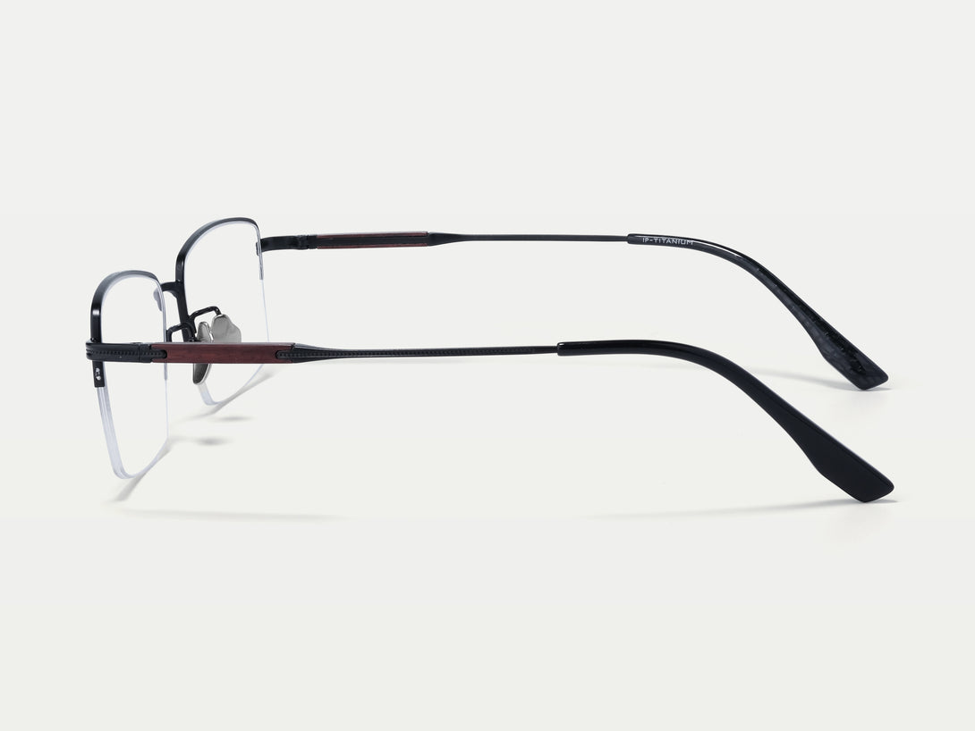 Kevin | Handmade Wooden Titanium Semi-rimless Eyeglasses | ZanyLen New