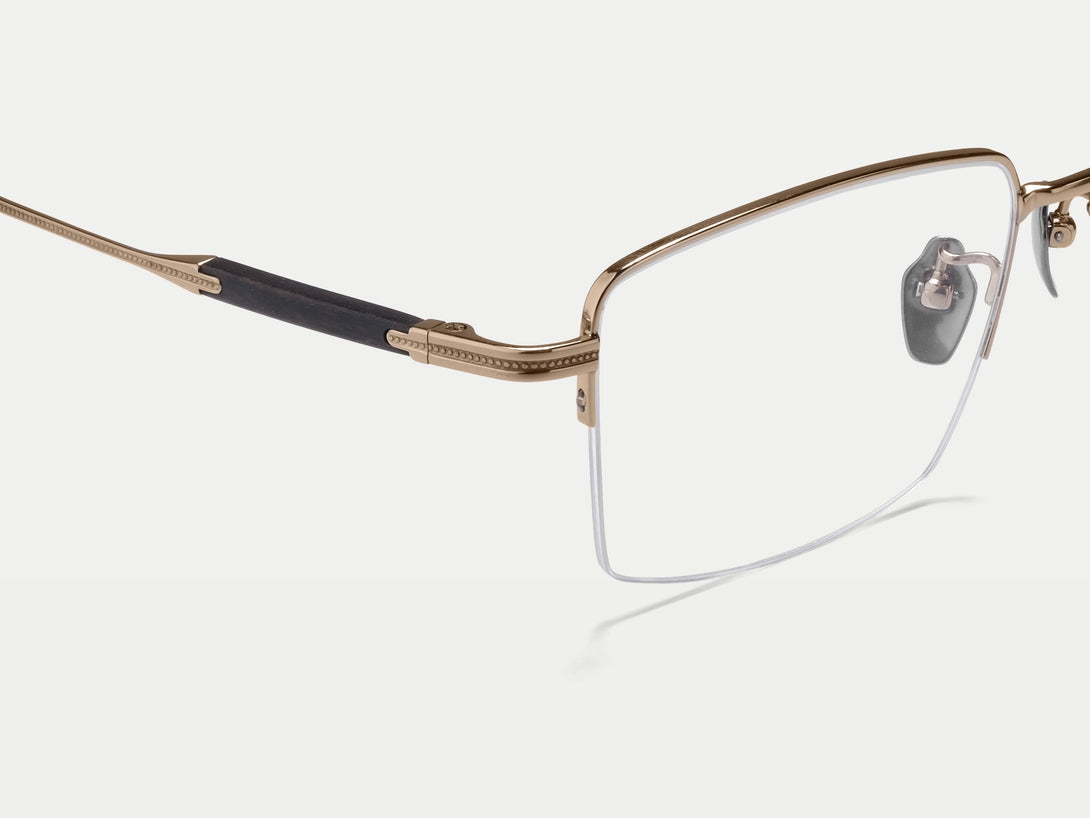 Kevin | Handmade Wooden Titanium Semi-rimless Eyeglasses | ZanyLen New