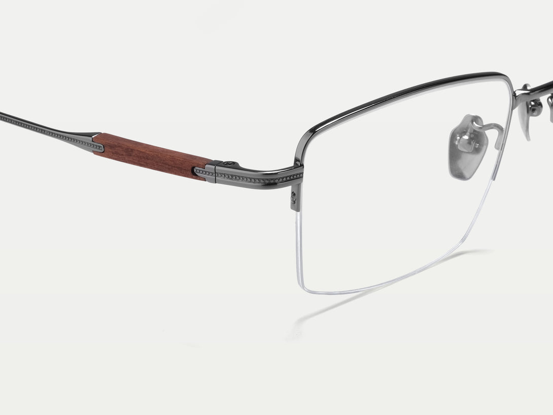 Kevin | Handmade Wooden Titanium Semi-rimless Eyeglasses | ZanyLen New