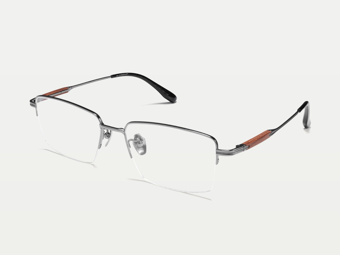 Kevin | Handmade Wooden Titanium Semi-rimless Eyeglasses | ZanyLen New