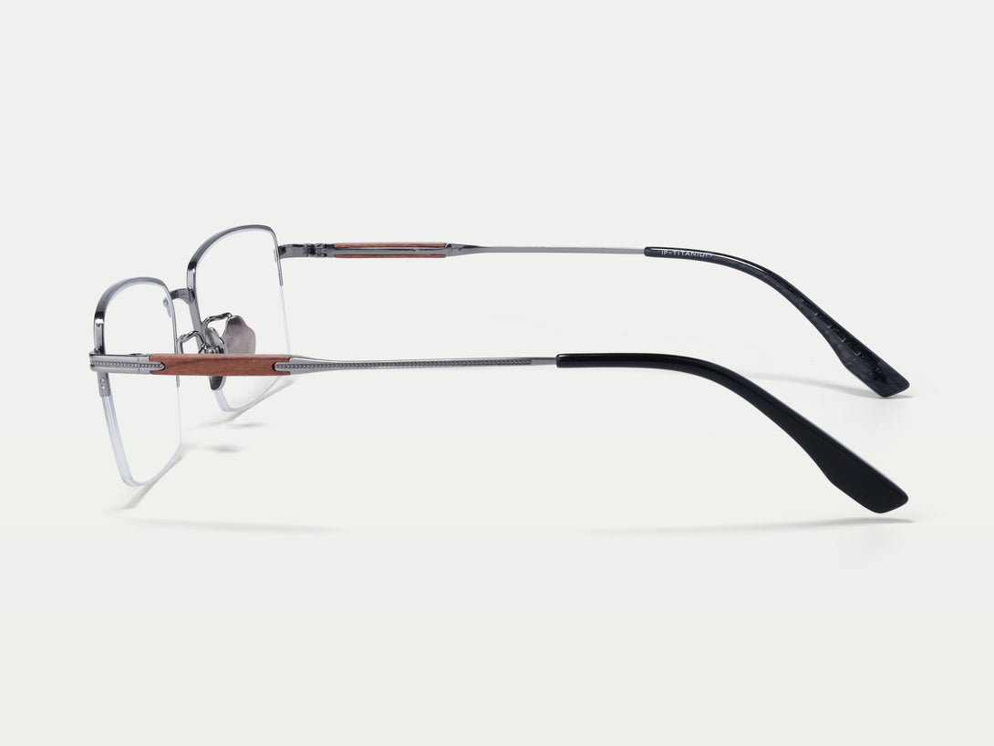 Kevin | Handmade Wooden Titanium Semi-rimless Eyeglasses | ZanyLen New